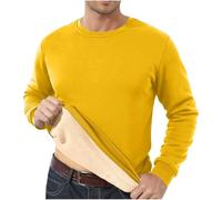 Winter Underwear Man Fleece Lined Base Layer Round Neck Undershirt Warm Cosy Underwear Thickened Padded Long Sleeved Top Elasticated Waist Drawstring Trousers Loose Base Layer Tops And Bottoms