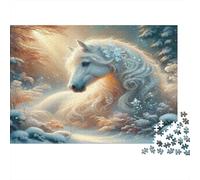 Winter Unicorn 1000 Piece Jigsaws for Adults & Kids, Premium Cardboard, White Horse in Woods, Challenging Puzzle, Creative Home Decor Wall Art, Improves Focus & Patience 70x50cm/1000pcs