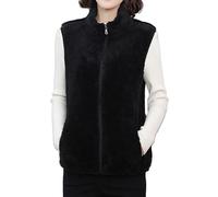Winter Vest for Women Double Sided Coral Fleece Gilet Women, Fluffy Waistcoat Body Warmer Lightweight Cozy Gilets Ladies Soft Jacket with Pockets Autumn Camping Hiking Black L