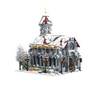 Winter Village Cathedral Building Blocks Set, Snow-Covered Red Roof & Clock Tower Model, 2025 Xmas Decoration Gifts for 16+ and Adults (3987 PCS)