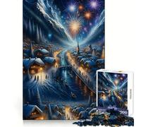 Winter Village Fireworks Night 1000 Piece Jigsaw Puzzles for Adults Teenagers Thought Training Mindful Leisure Uniform Cut Bday Surprise (38x26cm)