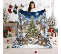 Winter Village Landscape Christmas Throw Blanket 40x60 Inch