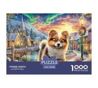 Winter Village Pup 1000 Pcs Dog Scenic Winter Village Artdurable Plastic Puzzle Gift for Adults Precision Cut Smooth Finish Birthday Gift Home 52x38cm/1000pcs