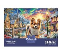 Winter Village Pup 1000 Piece Corgi Town Jigsaw Puzzles for Puzzles 1000 Pieces Jigsaw for Adults Challenging Puzzles for Adults Jigsaw Puzzles for Adults Gifts 38x26cm/1000pcs