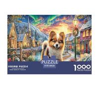 Winter Village Pup Impossible Hard Challenging 1000 Pc Jigsaw Puzzle - Puppy (colorful Town) Recycled Paper for Home Wall Decor38x26cm/1000pcs