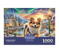 Winter Village Pup Jigsaw Puzzles 1000 Pieces. Whimsical Challenge Toy for Adults Kids 38x26cm/1000pcs