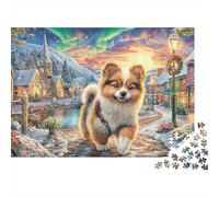 Winter Village Pup1000 Piece Thick Cardboard Dog Town Jigsaw Puzzle Multi Pack Adults Kids Challenging Difficult Brain Teaser Home Leisure Activity Gift 52x38cm/1000pcs