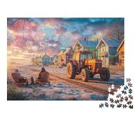 Winter Village Scene 1000 Piece Puzzle Interlocking Thick Pieces Educational Fun Festive Rural Holiday Style Relaxing Activity Poster Included 70x50cm/1000pcs