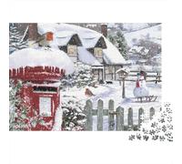 Winter Village Scene_2 1000 Pieces Jigsaw Puzzle Logic Skill For Decompression Wall Decor Party Puzzle Game Premium Cardboard 52x38cm/1000pcs
