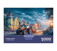 Winter Village Scene Recycled Cardboard Jigsaws Puzzles 1000Pc for Senior Citizens Christmas Tractor Style Classic Educational Games 70x50cm/1000pcs