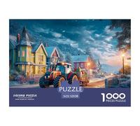 Winter Village Scene Thick Cardboard Pieces Christmas Tractor Style Excellent for Training Memory, Concentration And Logical Thought Process 52x38cm/1000pcs