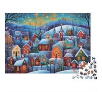Winter Village SceneJigsaw Puzzle Scenery Non Toxic Couples Logic Training Party Game Best Puzzle Gift 1000 Pieces 52x38cm/1000pcs