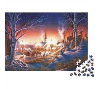 Winter Village SceneJigsaw Puzzle Scenery Toddler Learning Game Classroom 1000 Pieces 52x38cm/1000pcs