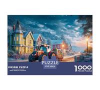Winter Village SceneProdigious 1000-Piece Jigsaw Puzzles for Adults Christmas Tractor Style Consisting of 1000 Seemingly Insurmountable Challenging Puzzle Educational Pieces - Forged As A Legacy Gift