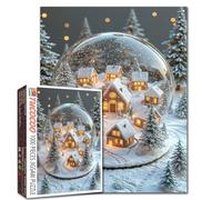 Winter Village Snow Scene 1000 Piece Jigsaw Puzzle for Adults Students Cozy Holiday Houses Snowy Forest Puzzle Art Relaxing Brain Activity Christmas Decoration Large Puzzle Gift Idea 20×27 Inches