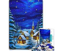 Winter Village Stained Glass Illustration Jigsaw Puzzle, 1000 Piece | A traditional jigsaw format on quiet evenings for relaxed downtime.