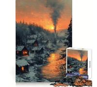 Winter Village Sunset 1000 Piece Teenager Puzzles Analytical Skill Easy Relaxation Clean Cut Perfect Present (38x26cm)