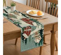 Winter Village Table Runner, Cozy Snowy Scene Holiday Kitchen Dining Decor for Family Gatherings 13x72 Inch