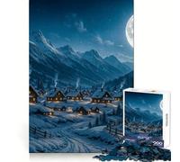 Winter Village Under Moonlight 1000 Piece Jigsaw Puzzle for Teenagers Smart Training Cozy Pastime Flawless Cut Bday Surprise (38x52cm)