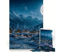 Winter Village Under Moonlight Jigsaw Puzzles for Teenagers 1000 Pieces Clear Recall Leisure Activity Flawless Cut Best Gift (38x26cm)