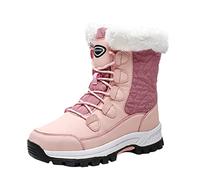 Winter Walking Boots Womens Lace Up Fuzzy Warm Hiking Shoes Non Slip Chunky Sole Wide Fit Boot Waterproof Thermal Snow Boots Fur Lined Trekking Booties Ladies Comfortable Ankle Boot Casual