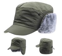 Winter Warm Army Cadet Baseball Cap Thermal Trapper Aviator Fur hat Earflap Hunting Elmer fudd Pilot Hunter Rancher Fur Waterproof for Men ArmyGreen