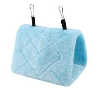 Winter Warm Bird Hammock, Soft Plush Parrot Hanging Bed Triangle Design Birds Nest House for Parrot Parakeet Cockatiels Budgies Lovebird (S-Blue)
