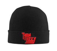 Winter Warm brimless Urinal Cap,Thin Lizzy Rock Band Logo Slouchy Beanie for Men Women Winter Warm Bonnet Knitted Hat Black
