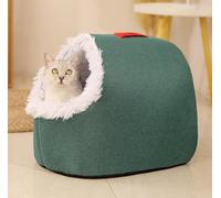 Winter Warm Cat Cave Bed Removable and Washable Soft Bed Cave Cat House Cozy Pet Igloo Ideal for and Small Dogs Perfect for Cold Weather Comfy for Indoor Pets (Green, M)