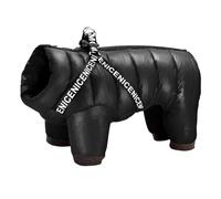 Winter Warm Cold-Proof Dog Jacket With Harness Adjustable Zipper Hoodie For Pug Chihuahua Schnauzer Shiba Inu,black,18