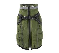 Winter Warm Cold-Proof Thickened Windproof Waterproof Cotton Dog Walking Safety Coat With Reflective Strips Zipper,Green,4XL