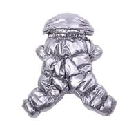 Winter Warm Cold-Proof Waterproof Pet Jumpsuit Lightweight Hooded Cats Dogs Jacket For Pugs Shiba Inus Poodles,Silver,L
