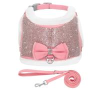 Winter Warm Dog Harness Leash Set Shiny Rhinestone Dog Cat Harness Kitten Dog Clothes Soft And Comfortable Pet Coat Vest Suitable For Small And Medium Dogs Chihuahua Yorkshire Terrier,A,L