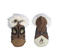 Winter Warm Dog Hooded Jacket Windproof Cold-Proof Snow Jacket For Bulldog Poodle Shiba Inu Labrador,Coffee,2XL