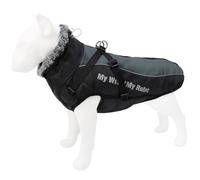 Winter Warm Dog Jacket Clothing Hair Collar Warm Pet Coat With Carrier Labrador Greyhound French Bulldog Coat Jacket Outdoor Waterproof Windproof Big Dog Coat,Grey,3XL