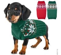 Winter Warm Dog Jumper Sweater Costume Outfit - Soft Coats Clothes for Little Dogs Cats, Green XS