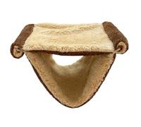 Winter Warm Double Layer Hanging Nest Bed with Cozy Fleece Lining, Hideaway Cave Tent, and Cage Stand Perch, Perfect for Small Pets Like Rats, Birds, and Hamsters (Coffee)