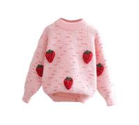 Winter Warm Fleece 7 Years Pullover Tops Fuzzy Knit Sweater Thickened Pink Jumper Sweatshirt Girls Kids Jumper Children's Clothing Activewear Casual Cute Base Shirt Lamb Wool Thermal Knitwear