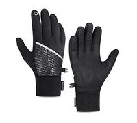 Winter Warm Fleece Gloves Touchscreen Waterproof Cycling with Anti-Slip Rubber Palms Elastic Ribbed Wrist for Outdoor Adventures