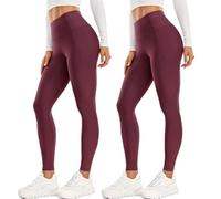Winter Warm Fleece Lined Leggings 2-Pack for Women High Waisted Thick Thermal Tights Soft Comfy Lets Slim Waist and Heat Control (XL-XXL, Wine)