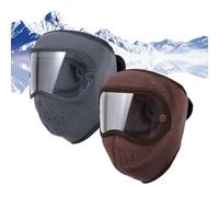Winter Warm Fleece Windproof High-Definition Goggles, All in One Face Mask, Outdoor Ski Warm Goggles Hood (Grey, Brown)