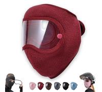 Winter Warm Fleece Windproof High-Definition Goggles,Fleece Thermal Mask With Removable Goggles,for Skiing,Hiking,Cycling(Red)
