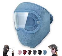 Winter Warm Fleece Windproof High-Definition Goggles,Fleece Thermal Mask With Removable Goggles,for Skiing,Hiking,Cycling(Blue)