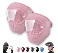 Winter Warm Fleece Windproof High-Definition Goggles,Fleece Thermal Mask With Removable Goggles,for Skiing,Hiking,Cycling(Pink*2)