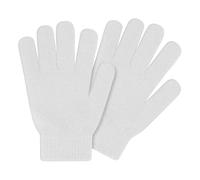 Winter Warm Full Finger Gloves, Unisex Thick Fleece Knitted Gloves for Cold Weather, Working, Running, Biking, Driving, White, One size