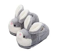 winter warm Furry Bunny Slippers Women's Rabbit shoes Cute Cozy fluffy homes Animal Slippers,XL,grey-shoes