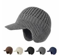 Winter Warm Hat with Ear Flaps Men Women, Scandinavian Winter Hat with Ear Protection Fleece Lined Thermal Soft Beanie (Gray)
