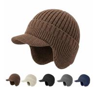 Winter Warm Hat with Ear Flaps Men Women, Scandinavian Winter Hat with Ear Protection Fleece Lined Thermal Soft Beanie (Brown)