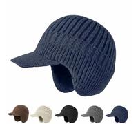 Winter Warm Hat with Ear Flaps Men Women, Scandinavian Winter Hat with Ear Protection Fleece Lined Thermal Soft Beanie (Blue)
