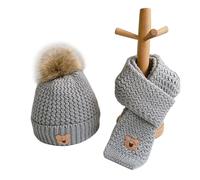 Winter Warm Knit Scarf Baby Beanies Cap Lovely Warm Scarves Cartoon Bear Bonnet Long Muffler Infant Knitted Neckerchief Children's Neckerchief For Boy Girls Cartoon Bear Pattern Baby Hat Autumn Winter